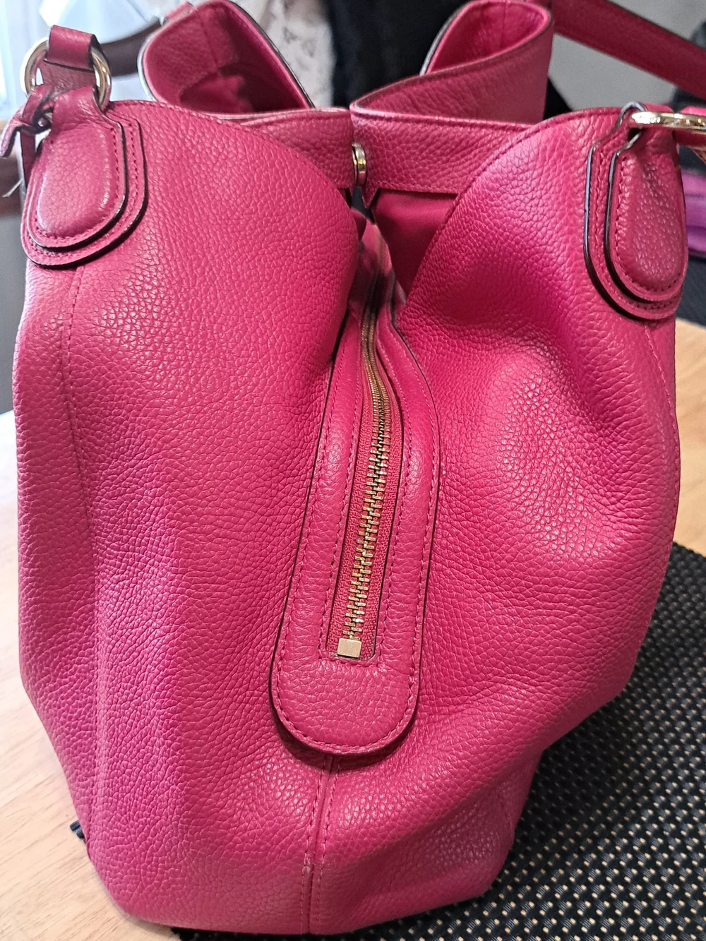 Coach Pebbled Leather Shoulder Bag in Fuchsia Pink
